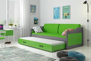 BMS Group Dětská postel s výsuvnou přistýlkou DAVID grafit Velikost postele: 190x80 cm, Barva výplní: Zelená