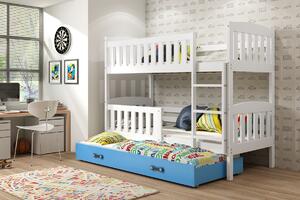 BMS Group Dětská patrová postel s přistýlkou KUBUS bílá Velikost postele: 190x80 cm, Barva šuplíku: Zelená