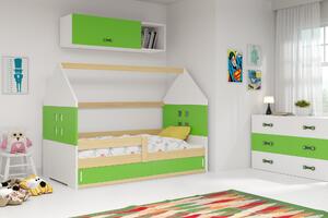 BMS Dětská postel domeček DOMI 1 | borovice s úložným prostorem Barva: Borovice / zelená