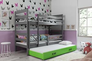 BMS Group Dětská patrová postel s přistýlkou ERYK grafit Velikost postele: 190x80 cm, Barva šuplíku: Zelená