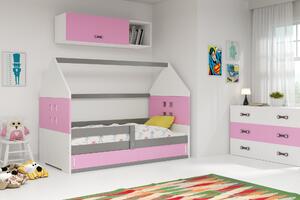 BMS Group Dětská postel Domi 1 - 160x80 Grafit/růžová