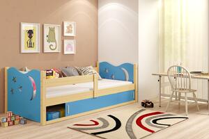 Dětská postel Andrea 1 80x160 - 1 osoba - Borovice, Modrá