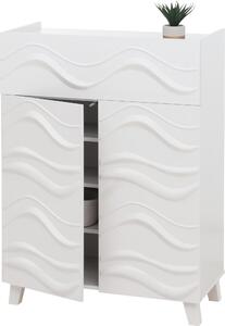 Komoda HWC-N86, píborník, 3D vlnový design dvíek s otevíráním 107x76x36cm bílá