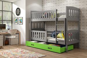 BMS Group Dětská patrová postel s úložným prostorem KUBUS grafit Velikost postele: 190x80 cm, Barva šuplíku: Zelená
