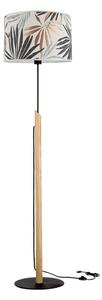 Podlahová lampa HOJA, 1x60W, vícebarevné textilní stínítko, olejovaný dub, B