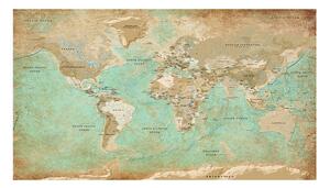 Samolepící fototapeta - Tyrkysová mapa světa II 490x280