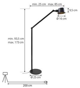 Lucande Silka stojací lampa, výška 173 cm, nastavitelná, černá