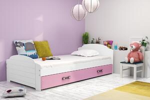 BMS Group Dětská postel s úložným prostorem LILI 200x90 bílá Barva šuplíku: Růžová