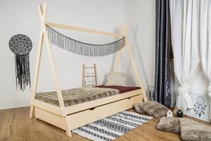 MAXIDO Dětská postel Teepee - jeden šuplík 160x80 Přírodní