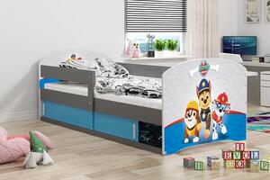 BMS Group Dětská postel Luki 1 160x80 - Grafit - Patrola pejsci