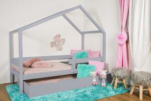 MAXIDO Dětská postel domeček Dita s přistýlkou 160x80 šedá