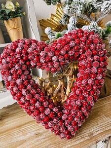 Dekorativní věnec ve tvaru srdce z červených bobulí Berries - 30*6*30cm