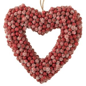 Dekorativní věnec ve tvaru srdce z červených bobulí Berries - 30*6*30cm