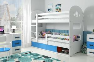 BMS Group Dětská patrová postel Dominik - Bílá/modrá 160x80