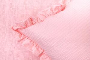 Podpěrová s.r.o. Krepové povlečení UNI PINK S KANÝREM - 240x200 cm (1 ks), 70x90 cm s kanýrem (2 ks)