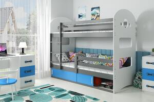 BMS Group Dětská patrová postel Dominik - Grafit/modrá 160x80