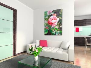 Obraz Růžový rozkvetlý květ (1 díl) - rostlinný motiv s růžovým květem