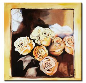 Obraz Melancholické růže (1 díl) - motiv přírody s květinami ve rámu