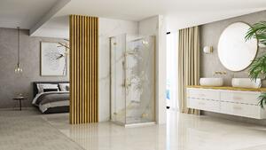Rea Hugo, sprchová kabina 80(dveře)x90(dveře)x200,5 cm, 6mm čiré sklo, zlatý matný profil, KPL-K8410
