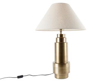 Stolní lampa bronzová slátkovým stínítkem béžové 55 cm - Bruut