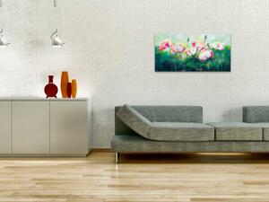 Obraz Louka plná máků (1 díl) - květinový motiv na pozadí zelené trávy