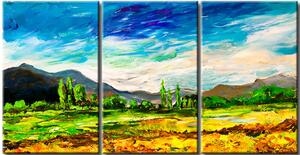 Obraz Horská krajina (3 díly) - krajinný obraz přírody v sytých barvách