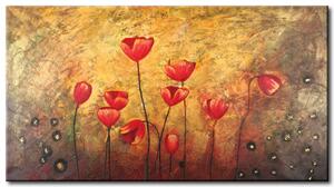 Obraz Tulipány (1 díl) - abstraktní motiv květin na pozadí s vzorem