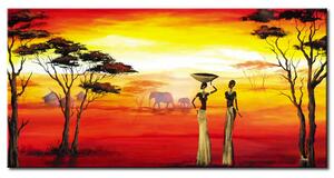 Obraz Krajina (1 díl) - ženy na pozadí africké krajiny se slony