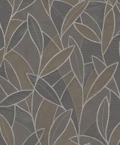 Šedo-hnědá vliesová tapeta s listy, AL26234, Allure, Decoprint