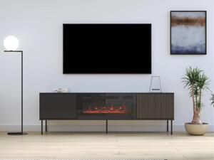 Televizní stolek s elektrickým krbem FAFLA - ořech / černý