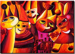 Obraz Zvířecí motiv pro děti (3dílný) - kočky na pozadí s fantazií