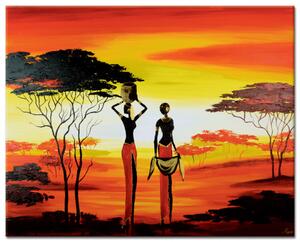 Obraz Krajina Afriky (1dílný) - dvě ženy na pozadí africké přírody