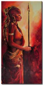 Obraz Válečnice (1dílný) - africký portrét ženy na tmavém pozadí