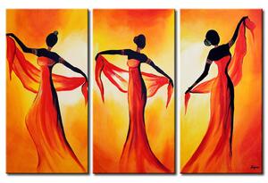 Obraz Svůdný tanec (3dílný) - africký motiv se třemi ženami