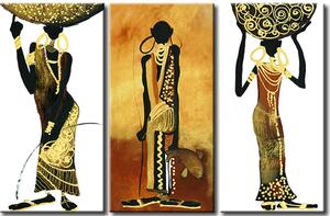 Obraz Africký dar (3dílný) - veselý motiv se třemi postavami