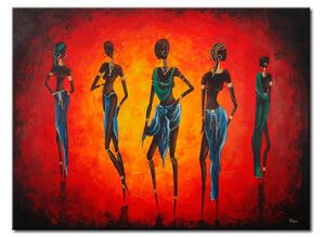Obraz Mladé Afričanky (1dílný) - africké ženy na červeném pozadí
