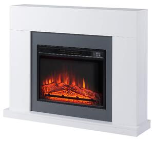 HOMCOM LED elektrický krb, stojací krb s efektem plamenů, 1800/2000 W, bílý