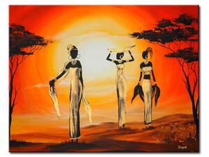 Obraz Přitažlivé ženy (1dílný) - africké postavy na pozadí slunce