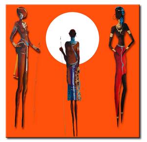Obraz Bílé slunce (1dílný) - abstrakce s africkými postavami