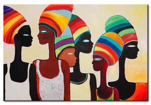 Obraz Africký motiv (1dílný) - lidé z Afriky v pestrobarevných turbanech