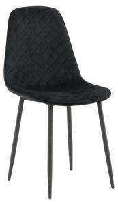 Jídelní židle, čalounění z veluru, černá barva, sada 2 kusů, moderní design, vhodné do jídelny i kuchyně