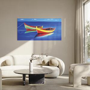 Obraz Klid v hloubi (1dílný) - krajina s barevnými čluny na moři