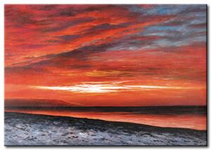Obraz Pohled z pláže (1dílný) - krajina moře na červeném pozadí slunce