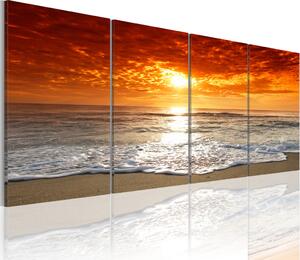Obraz Písek pod nohama (4-dílný) - moře v záři západu slunce