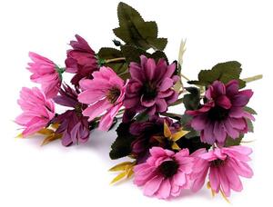 Umělá chryzantéma / kytice - 5 fialovorůžová