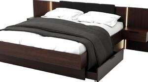 Manželská postel 180 cm Lewell (s čelním rámem) (s úl. prostorem) (wenge)
