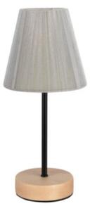 Stolní lampa MILA WOOD, 1xMax.40W, šedé textilní stínítko, bříza, B