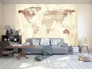 Fototapeta Stará mapa - mapa s kontinenty v retro stylu s průsvitky