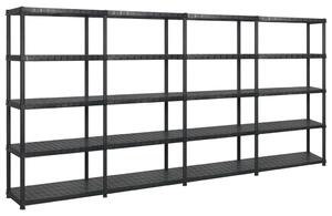 Úložný regál 5patrový černý 366 x 45,7 x 185 cm plast 3059862