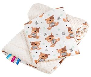 NEW BABY OboustrannÝ SET MINKY do kočárku teddy béžový Bavlna/Polyester, 75x100, 30x35 cm